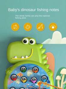 Festive Dino Fishing Game: Play And Drop Resistant,Plastic, Ages 3-6, No Electricity, Magnetic Fishing Toy With Random Color Fish And Accessories!