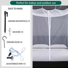 Mengersi Mosquito Net For Bed Canopy With Zipper,Canopy Bed Curtains Single Full,Queen King Size Bed,Mosquito Netting For Patio,Camping,Bug Net For Camping,White - Ivory - View 9