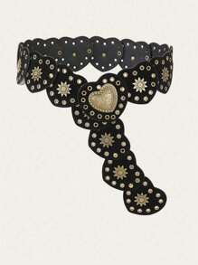 1 buc Curea Stil Boho Cowboy Western, Curea din piele punk cu cataramă unică în formă de inimă pentru femei, Accesoriu pentru curea boemă, potrivită pentru rochii, purtare zilnică, petreceri, Crăciun, cadouri