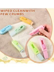 1 pieza Borrador extraíble de color macaron vibrante - Diseño de dibujos animados creativos, forma rectangular duradera, con mecanismo de deslizamiento suave, perfecto para usar en escuelas y artículos de oficina.