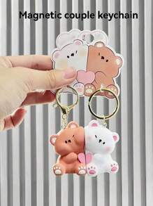 2pcs/Set Couple Key Chain Series, Cartoon Character Backpack Hanging Ornament, Plush Magnet Hanging Chain, Car Key Chain & Bag Charm Decoration, Luminous Little Man Pendant, Christmas, Thanksgiving, Party, Birthday Gift