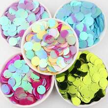 Lantejoulas redondas de 1,5 cm (15 mm) com furo lateral – Paillettes de cores misturadas AB para joias DIY, costura, decoração de vestidos (20 g, 210 unidades)