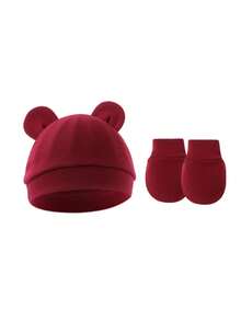 2 piezas/set Gorro con cierre para bebé recién nacido y manoplas, regalo para baby shower - 2 piezas - Ver 14