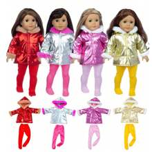 16-18英寸婴儿娃娃衣服，洋红色、红色、银色、黄色羽绒服套装，美国女孩娃娃衣服，过家家娃娃配件套装 - 彩色 - 查看 5
