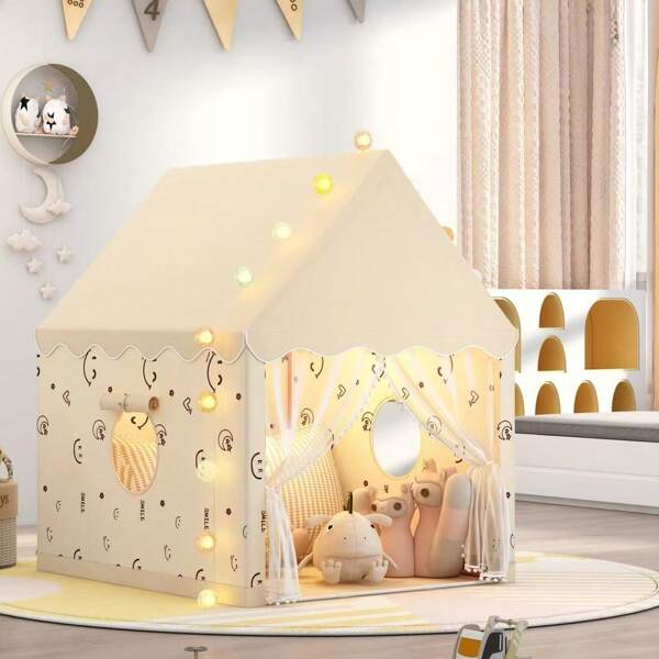 RonHam [ألعاب الترفيه الخارجية] خيمة لعب للأطفال ممتعة، قلعة أميرة خرافية فاخرة، نمطان باللونين البيج والوردي، خيمة لعب، قاعدة سرية وخيمة نوم للأطفال، خيمة لعب محمولة للترفيه، هدية عطلة مثالية للأطفال، هدية عيد الميلاد، ألعاب شاطئية، باستثناء الملحقات والإضاءة