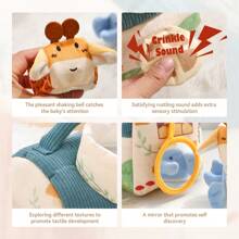 Juguete de peluche con forma de casa de dibujos animados, juguete táctil y visual para bebés, juguete educativo para reconocimiento de colores y cognición animal, juguete calmante para bebés, ayuda a ejercitar el movimiento de la mano del bebé, gran regalo para Navidad, Halloween, cumpleaños