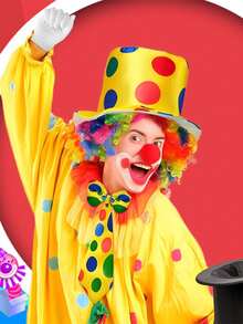 6pcs/Set Circus Party Costume Props, Clown Costume Accessories Including Clown Mask, Bow Tie, Sponge Nose, Shoe Cover, Clown Wig, Performance Props - متعدد الألوان - مشاهدة 2