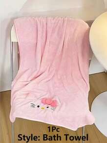 Sanrio 1 Stück Hello Kitty Bademantel Handtuch, süße rosa Korallen Fleece Katze, kann als Haarkappe verwendet werden, saugfähig und weich, ideal als Geburtstagsgeschenk für Freunde (einige Teile können zufällig sein), Duschhandtücher für Schönheitssalon, Hotel, Sport, Zuhause Essentials, Handtuch, Hautpflege