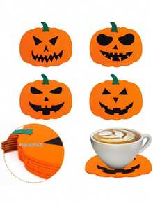 4 件万圣节杯垫、南瓜形毛毡碗垫、防滑隔热垫、节日派对用品秋季装饰秋季装饰 - 彩色 - 查看 6