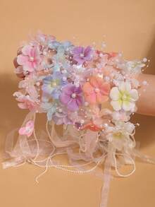 1件粉色玫瑰花波西米亚风花环，浪漫婚礼季必备，可作皇冠、头饰、头饰、头饰、发圈、发藤、夏威夷风情服饰、发饰、准新娘、情人节配饰 - 粉紅色 - 查看 8