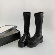 Women Over-The-Knee Boots - 黑色長(無字母) - 查看 8