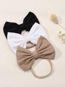 3 szt. Białe opaski na głowę z kokardą dla dziewczynek, miękkie nylonowe elastyczne opaski do włosów dla małych dzieci, akcesoria do włosów dla dzieci Love Valentine - Wielokolorowe - Zobacz 4