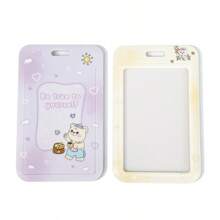 INS 风格 ABS 滑盖英文草莓猫卡夹，学生证件夹，校园卡夹，钱包，防丢失保护套，男女通用，适用于学校用品，返校 - 彩色 - 查看 6