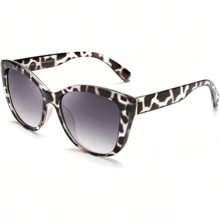 Gafas de sol polarizadas, estilo clásico lentes de sol ojo de gato para mujer - Leopardo gris claro - Ver 1