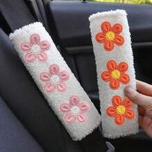 1pc/2pcs Car Seat Belt Shoulder Protector Fresh Floral Car Seat Belt Protector Soft And Comfortable - one-size - View 4