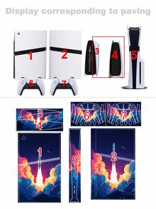 6pcs Rocket Pattern P5 Digital Version Pro Gaming Console Stickers, Dust-Proof And Wear-Resistant