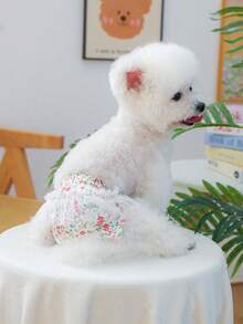 1件宠物衣服，狗狗/猫咪服装，快乐小狗休闲时尚可爱舒适碎花尿布裤，适合小型犬/幼犬 - 彩色 - 查看 2