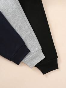 3pcs Young Boy's Casual Vintage Street Style Soft & Comfortable Thick Solid Color Sweatpants, Suitable For Outdoor, Campus, Social Occasions, Spring/Autumn/Winter - Multicolor - View 6