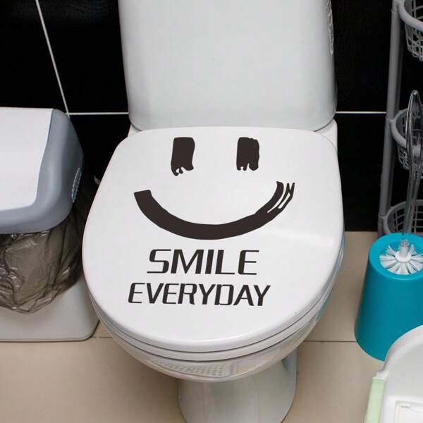 Autocollant mural décoratif pour siège de toilette avec visage souriant, décalcomanie adhésive pour salle de bain et toilettes