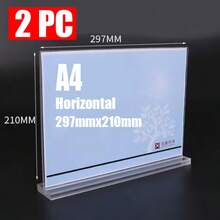 3 Size Acrylic Sign Holder-Clear T-Shape Plastic Display Stand, Double-Sided Paper Holder & Sign Stand For Menus, Flyers, Pictures – Durable Acrylic Paper Stand & Storage Container For Office, Retail, Exhibition, Restaurant, Wedding Use