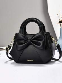 Elegant Bow Decor Fashion Handbag, Multifunctional Mommy Bag Large Capacity Shoulder Tote Bag, Fashionable Design, New Soft Leather Small Square Handbag, Versatile Casual Shoulder Bag With Multiple Compartments, Suitable As Valentine's Day Gift For Travel, Shopping - Multicolor - View 1