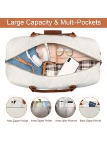 3PCS/1PC Weekender Bag For Women/Men, Travel Duffel Bag Carry On Overnight Bag With Shoe Compartment Nylon Travel Weekend Tote Bag,Cow Pattern