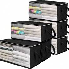 1 pieza Caja de almacenamiento de ropa plegable, bolsa de almacenamiento de gran capacidad, bolsa de almacenamiento de edredón de tela no tejida, bolsa de almacenamiento y transporte de edredón, bolsa de almacenamiento de equipaje de ropa, para almacenamiento y organización estacional