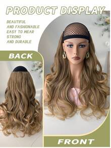 Clip-In Haarverlängerungen Farbverlauf Braun Gold Farbe 20 Zoll lang Natürliche Wellen Lockige Synthetische Haarteil - Ombre-Braun - Übersicht 9