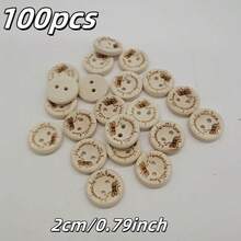 30/50/100 件 20 毫米木质纽扣，缝纫、剪贴簿、工艺品、家居装饰、服装装饰、手工制作