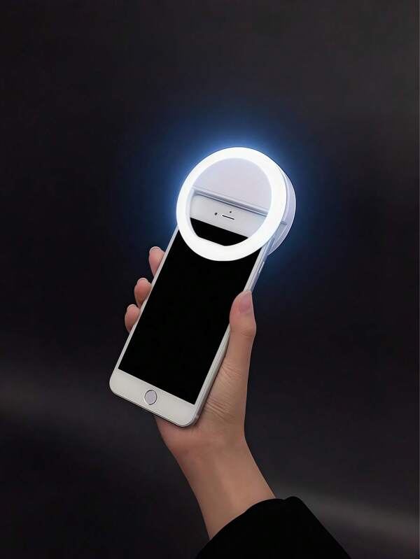 Modern Selfie Ring Light With 28 LED Fill Light, Phone Light, Selfie Light, USB Rechargeable Dimmable Clip-On For Smartphones, Makeup, Streamers - Push Button Control, Adjustable Brightness, No Noise Ghosting, Unfinished Plastic Finish - Includes USB Cable, Freestanding Mount - Suitable For Multiple Room Types, Tabletop Placement (Pink/White/Blue/Black)