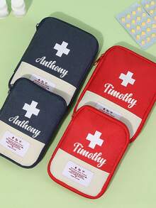 1pc Large-Capacity Medical Bag With Customized Name, Medicine Bag, Portable First Aid Kit, Medicine Storage Bag, Multi-Functional Storage Bag, Travel Medical Bag, Multiple Compartments For Easy Storage, Transparent Fixed Net, Easy To Find