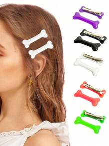 Zestaw 2 uroczych spinek do włosów w kształcie kości dla psa i aligatora, uniwersalne spinki do włosów z bocznymi grzywkami, akcesoria do włosów na imprezy i festiwale, spinki do włosów, klamry do włosów, spinki do włosów, spinki do włosów