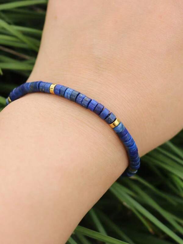 1 Peça Pulseira de Contas de Jaspe Picasso, Ajustável de Alta Qualidade, Pulseira Minimalista, Pulseira de Pedra Natural, Pulseira Delicada