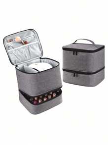 1pc Expandable Double Layer Nail Polish Bag Storage Bag, Multi-Color Large Nail Polish Storage Bag, Can Hold One Nail Art Lamp And 30 Bottles Of Nail Polish, Nail Polish Storage Bag With Nail Art Tool Storage Bag (Bag Only)Makeup Travel Toiletry Organizer Essentials Gifts Storage Zipper Accessories Nail - Multicolor - View 12