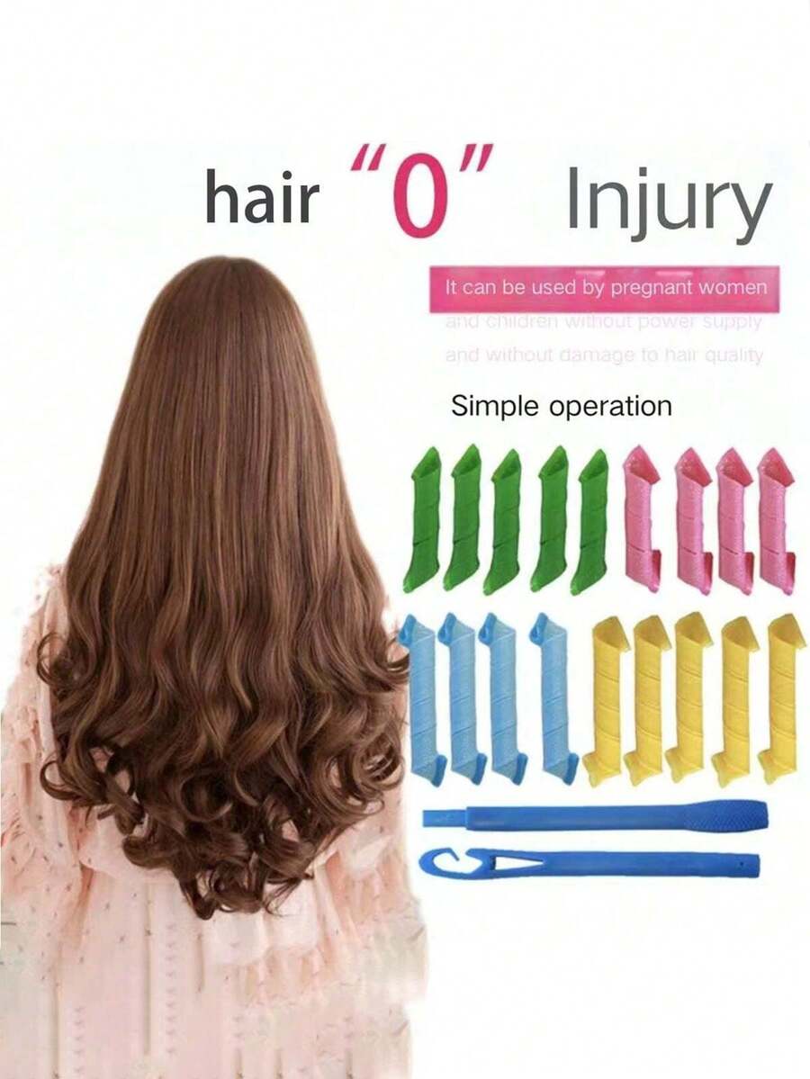 20 piezas de rodillos automáticos de piel de serpiente, textura rizada de Leslie, voluminizador y esponjoso, para uso doméstico, 15cm+25cm 9 piezas cada uno, set de rizado DIY, cepillo para peinado hacia atrás, accesorios de barbería, secador de pelo