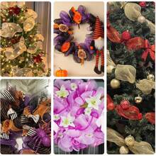 1/2 Rolls Deco Mesh Ribbon - 10inch X 30 Feet Each Roll Metallic Foil Mesh Ribbon For Wedding, Birthday,Halloween, Thanksgiving, Christmas, New Year DIY Gift Decorationand Home Decorating