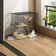 2-Tier Cat Cage With Litter Box, Indoor Cat House, Small Pet Supplies - Multicolor - View 6