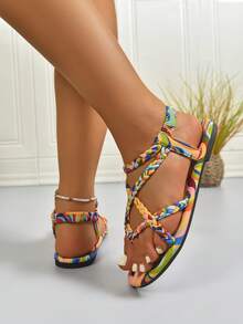 Dép đế bằng dệt mùa hè mới cho nữ, Dép đế bằng thời trang thanh lịch đa năng cho nữ ngoài trời - Nhiều màu - Xem 5