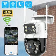 4MP+4MP HD Dual-Linsen Sicherheitskamera mit 360° Multi-Winkel-Ansicht, KI-Bewegungserkennung, wasserdichter Stromversorgung, WLAN-Konnektivität, Zwei-Wege-Audio und Mobil-App-Steuerung - Drahtlose Heim-Sicherheitsassistentin, Drahtlose Sicherheitskamera