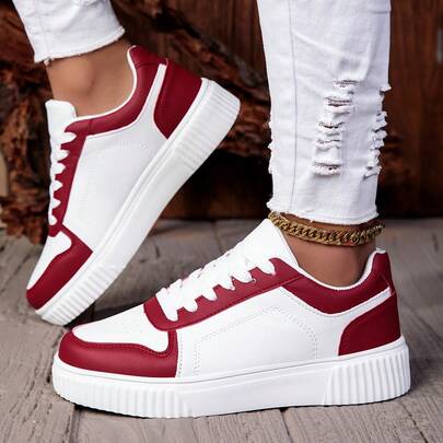 1 Pair Women's Casual Flat Shoes, Versatile Sports Fashion Platform Sneakers, Couple Style