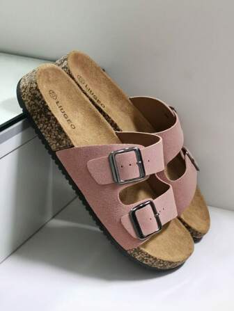 Women's Fashion Cork Sole Sandals With Comfort Insole, Slip-On Mule Slide Slippers, Outdoor Beach Walking Flip Flops, Unisex Summer Couple Shoes