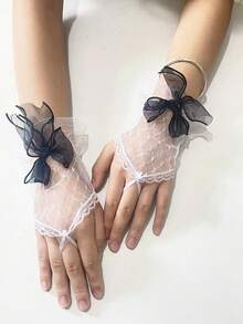 1 Găng tay lưới ren cô dâu, Găng tay ngắn màu trắng gợi cảm dùng cho đám cưới, biểu diễn, quà tặng - Nhiều màu - Xem 12