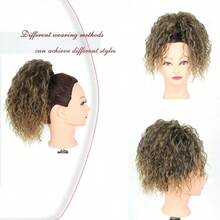 MLoose Curls Drawstring Ponytail Extension For  12" Fake Hair Bun Lightweight Fluffy Updo Synthetic Ponytail Hair Pieces For Thinning Hair Grey Curly Clip In Ponytail Grey Mixed Black 8001 - Xám - Xem 3