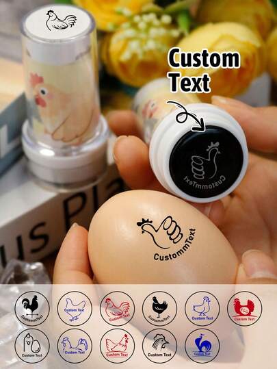 Custom Eggs Text Stamp,Back To School Supplies For ,Name Stamps Personalized,Customized Signature Stamp,Egg Stamps,Farm Stamp,Three Ink Colors (Black/Red/Blue),Stamps For ,Fresh Eggs Sign,Red,Customizable Birthday Gifts,Baby Shower,Wedding Gifts,Teacher,Versatile,Reusable,Son,Envelopes,Invitations,Napkins,Anniversary