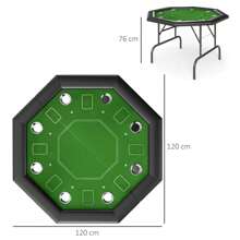 8-Player Folding Poker Table - Portable Octagon Gaming Table With Cup Holders & Padded Edges - Green Color For Home & Casino Use - 綠色 - 查看 2