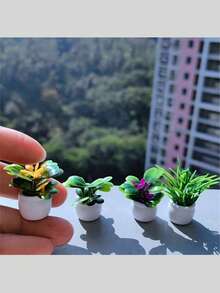 4/2PCS Mini Artificial Potted Plant,Artificial Mini Succulent Plants, Realistic Simulation Of Bonsai And Floral Greenery, Durable Resin Square Pot, Mini Garden, Versatile Ornament For Universal Holiday Decorations,Suitable For Dollhouse Decoration, Christmas Birthday Present, DIY Handicrafts, For Home Living Room, Desktop Center, Windowsill, Office Decor, Wedding Party Decoration 1pc