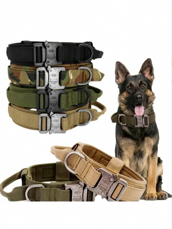 TACGEAR Military K9 Collar: Heavy Duty Anti-Pull Tactical Collar For German Shepherds & Large Dogs With Shock-Absorbing Bungee Leash (6 Sizes)​ "Stop Pulling Now!" Pro Tactical Dog Collar Set - Breakaway Military Nylon Neck Protection With Elastic Shock Leash For Doberman,
