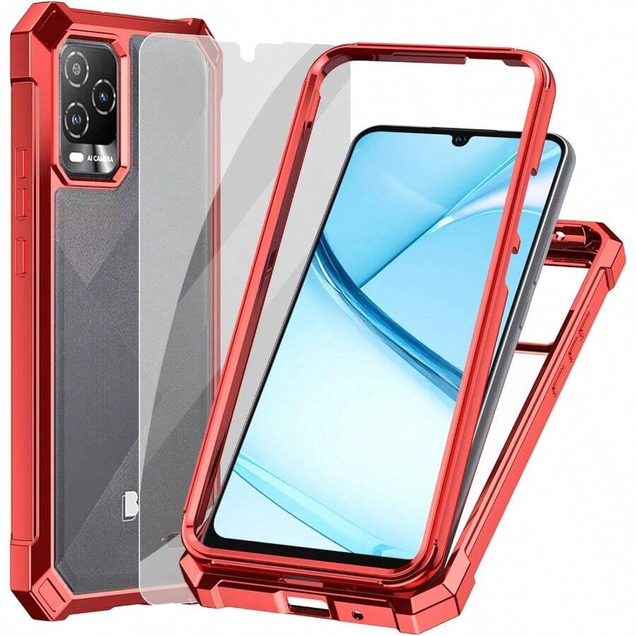AAiliber For BLU View 5 Pro Phone Case BLU View 5 Pro B170D Clear Case With Screen Protector Dual Layer Shockproof Bumper Transparent [Anti Yellowing] Slim Cell Phone CoveRedA - CrystalClear&Red - View 1