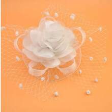 Elegant Floral Bridal Wedding Charming Headpiece Party Stage Hair Accessory Hat Organza Veil Decor Hat, Green, Tiny Hats, Derby Hat, Mini Fascinator, Mini Top Hat , Mini Cap, Rave Accessories