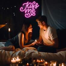 This Rose Red Neon Sign Is USB-Powered, Easy To Install, Made Of Acrylic Material, Durable And Shockproof, With A Fashionable And Minimalist Style. Suitable For Restaurants, Weddings, Parties, Exhibitions, Studios, Bars And Other Occasions. - Hot Pink - View 3